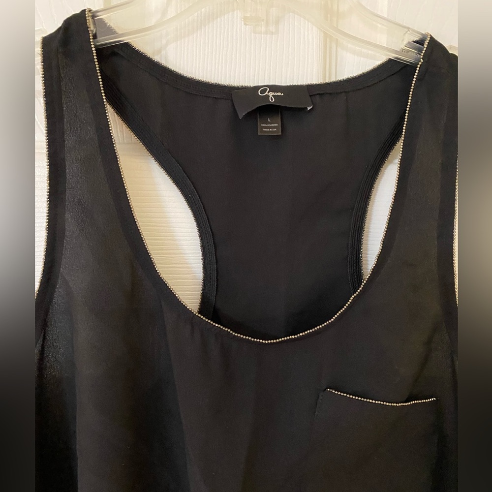 Aqua Women’s Black Blouse with beading detail